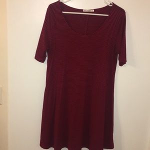 Deep Red/burgundy and Black Striped Swing Dress